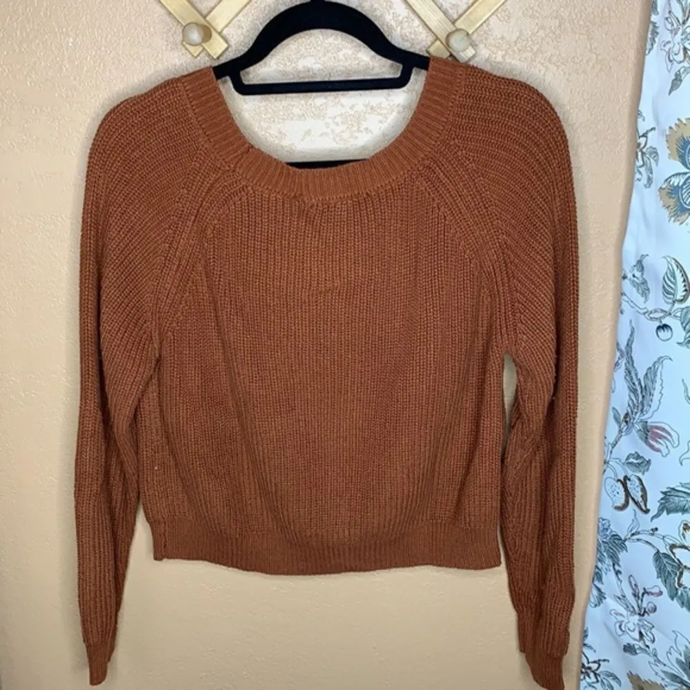 Forever 21 Rust Orange Knit Crew Neck Sweater Size Large - Image 7