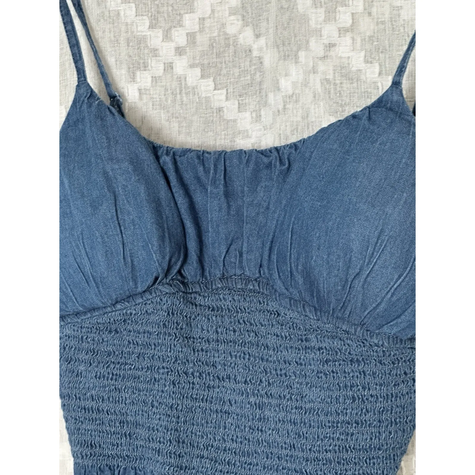 Derek Heart Women's Denim Jean Sweetheart Neck Camisole Top Large‎ Flawed - Image 2