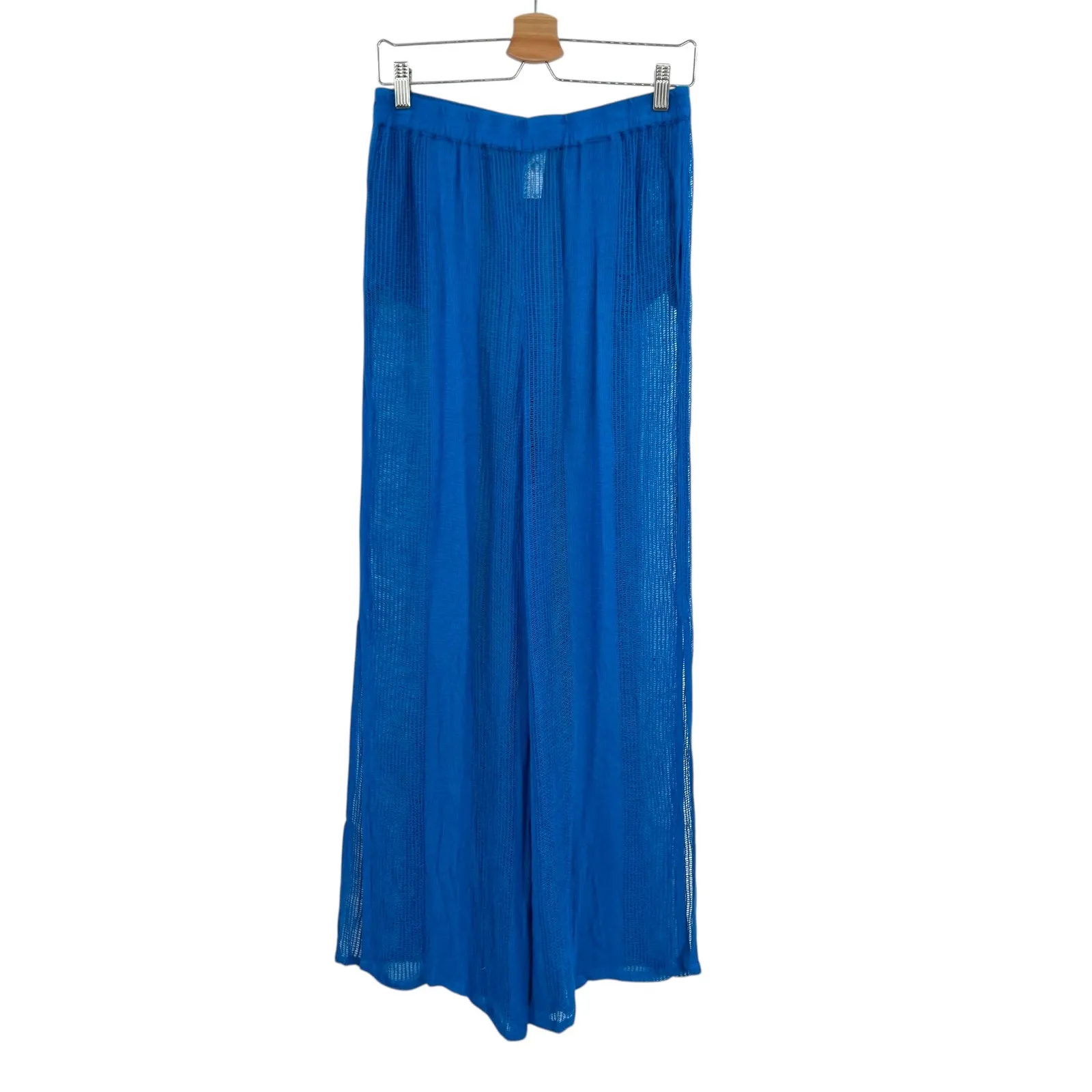 Sunsets Breezy Beach Pants Sheer Crochet Electric Blue Size Small Medium - Image 3