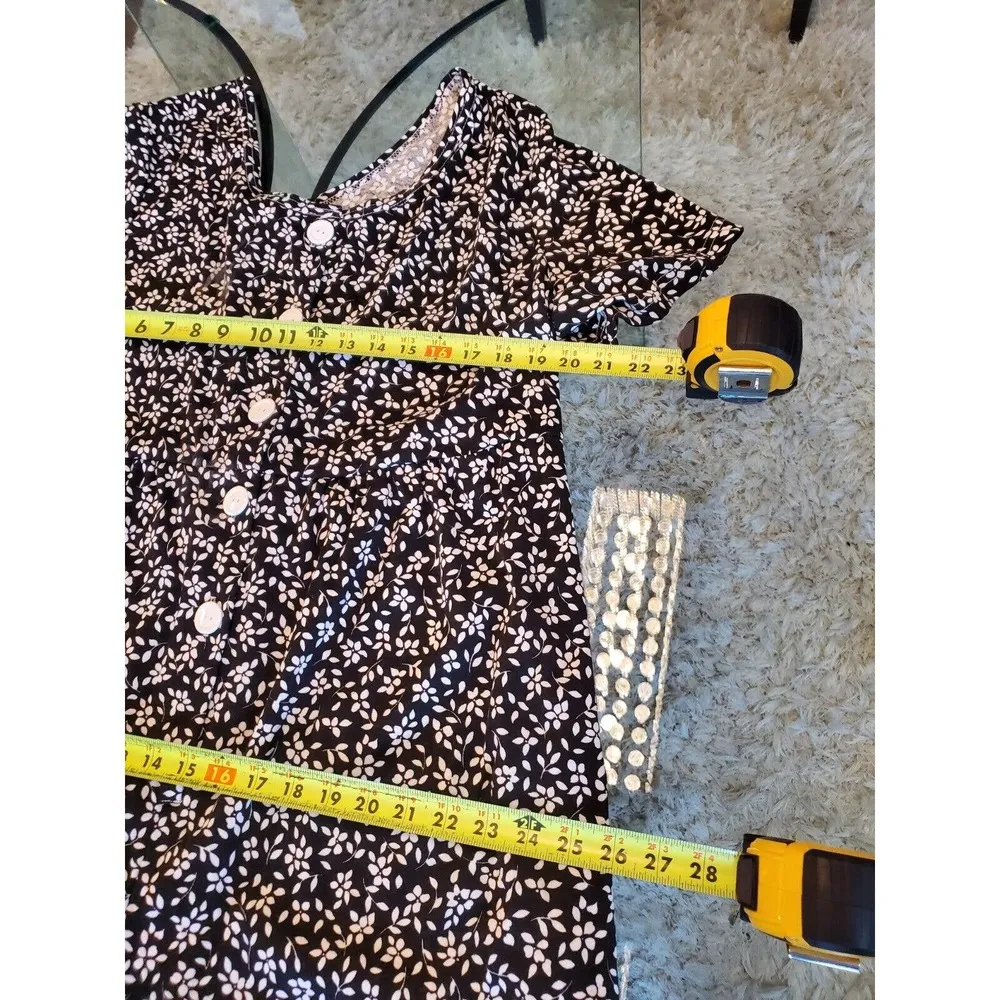 Leisure Life Women's Black Floral Polyester Round Neck Short Sleeve Jumpsuit XL - Image 10