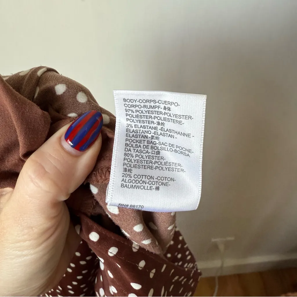 Urban Outfitters Brown Satin Polka Dot Wide Leg High Rise Pants L - Image 12