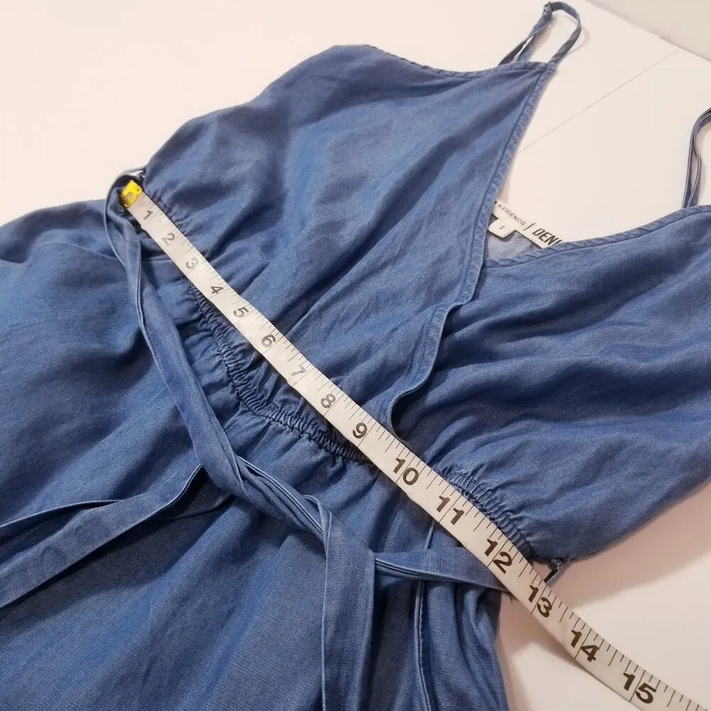 Lover's + Friends Denim Chambray Blue Belted Jumpsuit - Image 6