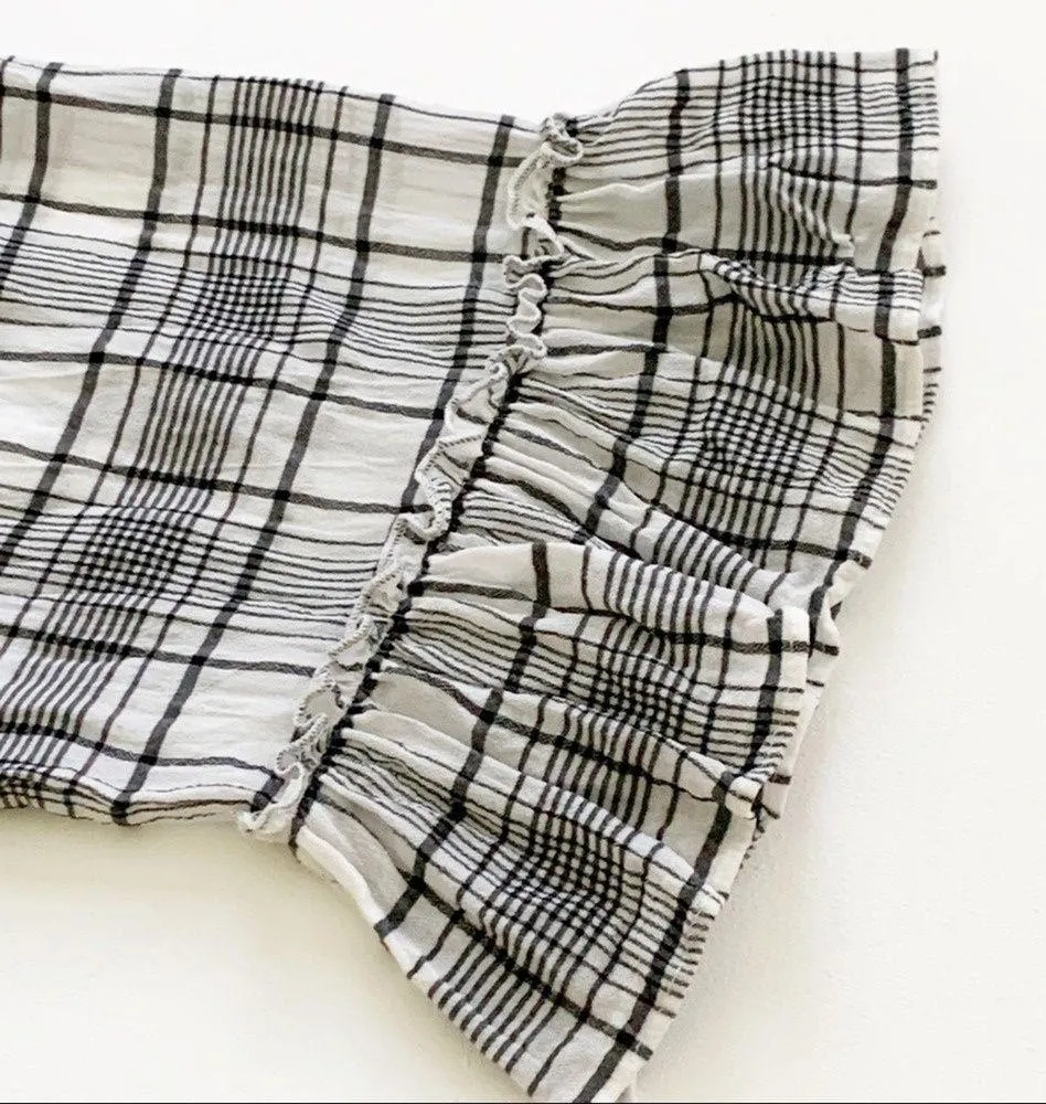 Ann Taylor LOFT Top Blouse Plaid Lace Off-The-Shoulder Top Blouse Size Medium - Image 10