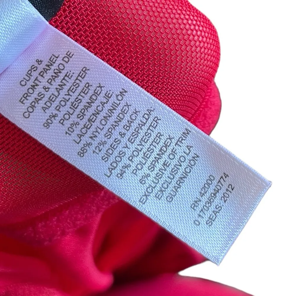 Passion Forever Red Black Mesh Floral Lace Rhinestone Padded Lingerie Slip Dress Size L - Image 7