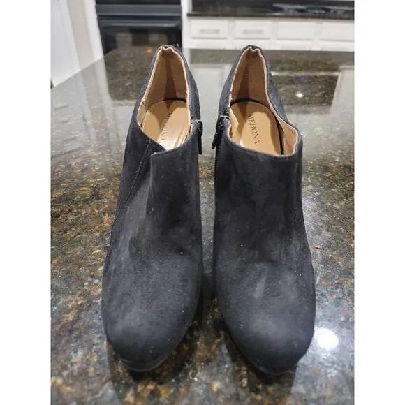 Merona Ankle Stiletto Heel Bootie Women's Size 8 Black Suede Leather Side Zipper - Image 2