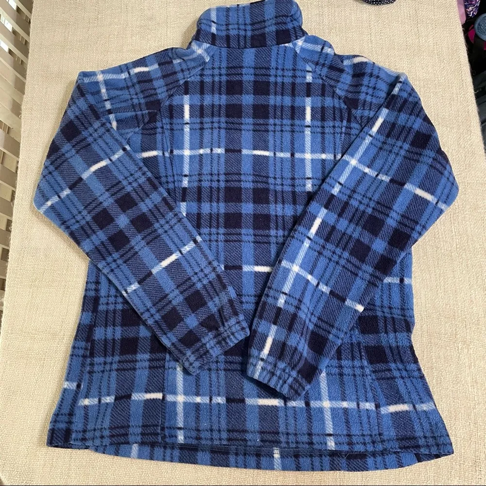 Columbia Blue Plaid Quarter Zip Fleece Pullover - Image 9