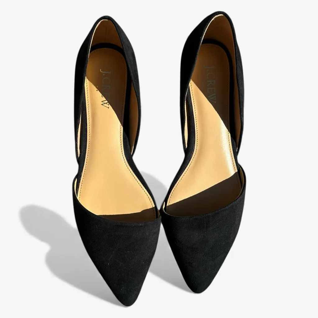 J. Crew Zoe D’Orsay Black Suede Pointed Toe Flats in Black Suede Size 8.5 - Image 5