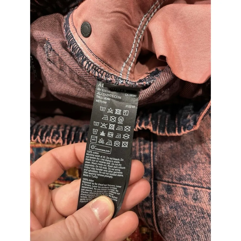 Womens All Saints Talli High Rise Acid Wash Relaxed Cuff Jean Size Us 2 - Image 9