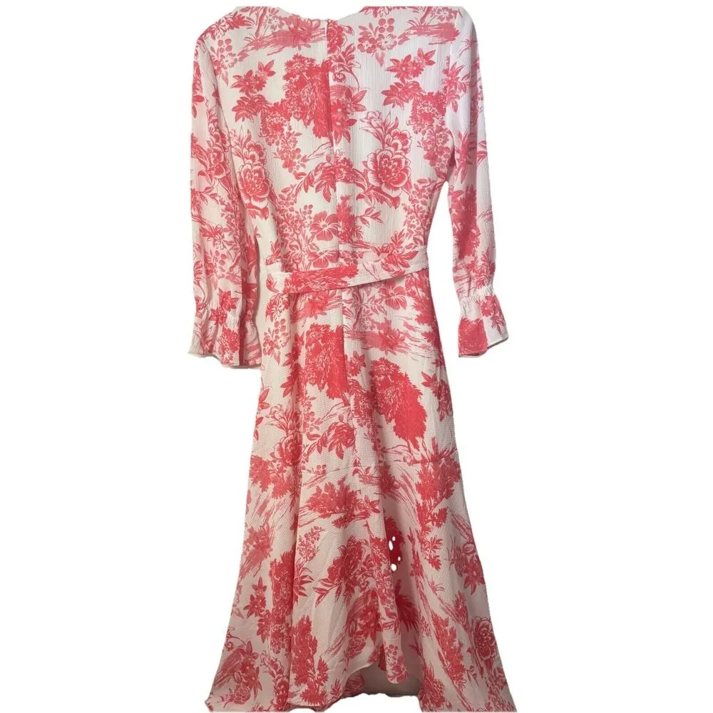 TAHARI ASL Dress Womens 6 Floral Faux Wrap Asymmetric Hem Crepe Spring Easter - Image 3