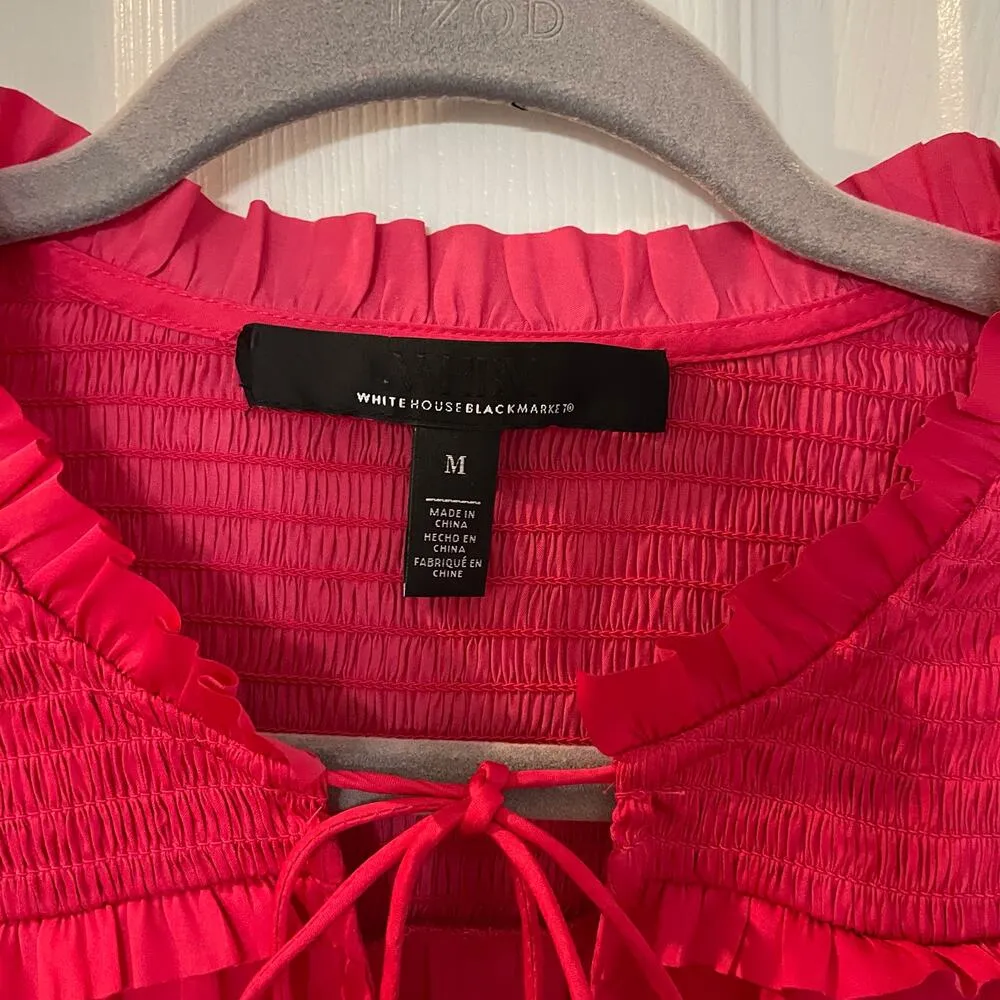 White House Black Market Tie-Neck Ruffle-Sleeve Blouse size Medium - Image 5