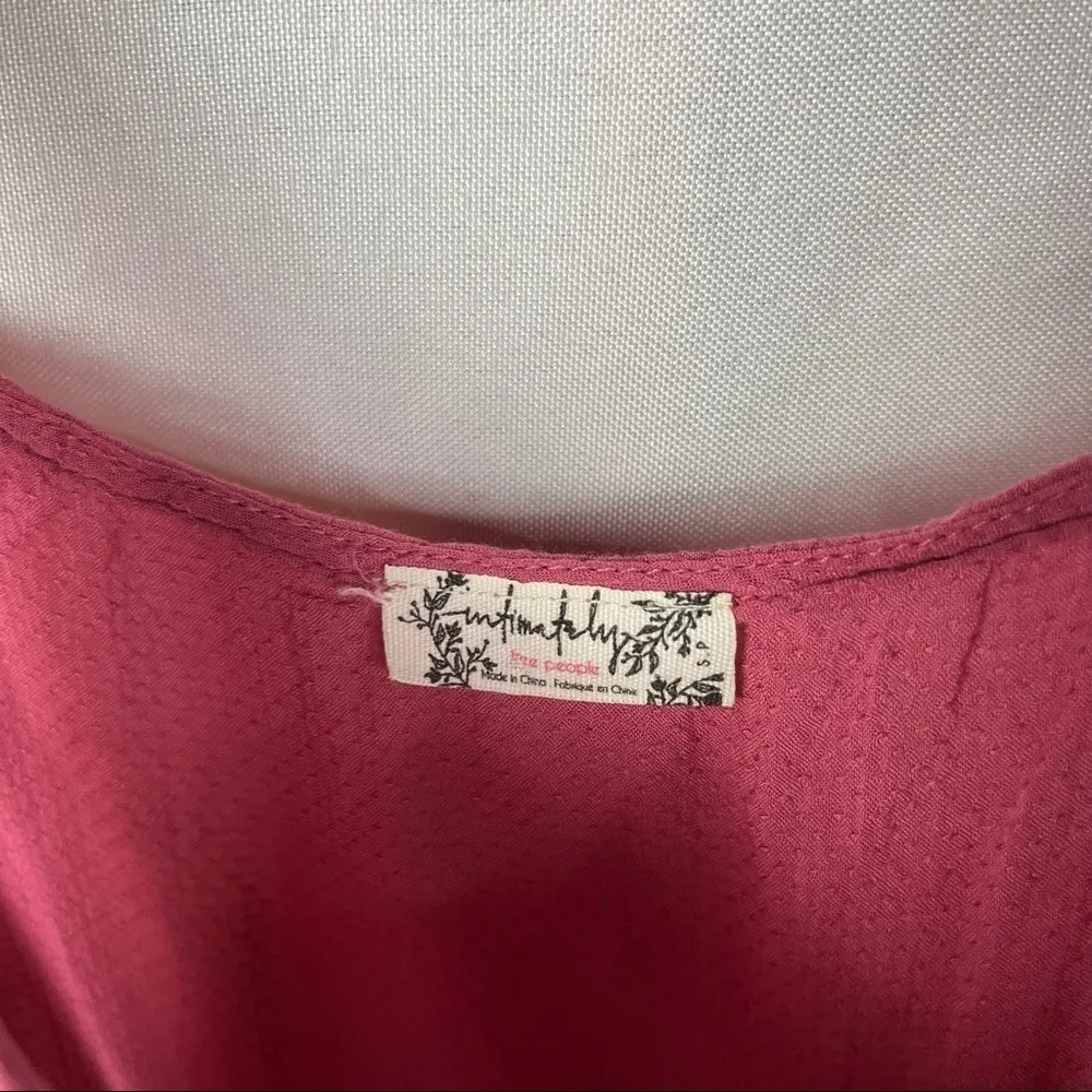 Free People Intimately Dobby Dot Rose Pink Lace Trim Cami Tank Top S - Image 7