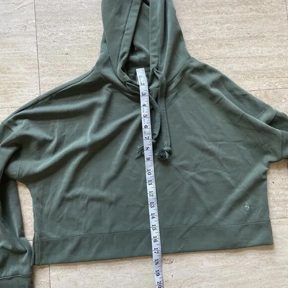 AS Revival Womens Crop Hoodie Sweatshirt Altard State XS thumb hole‎ cuff Green - Image 4