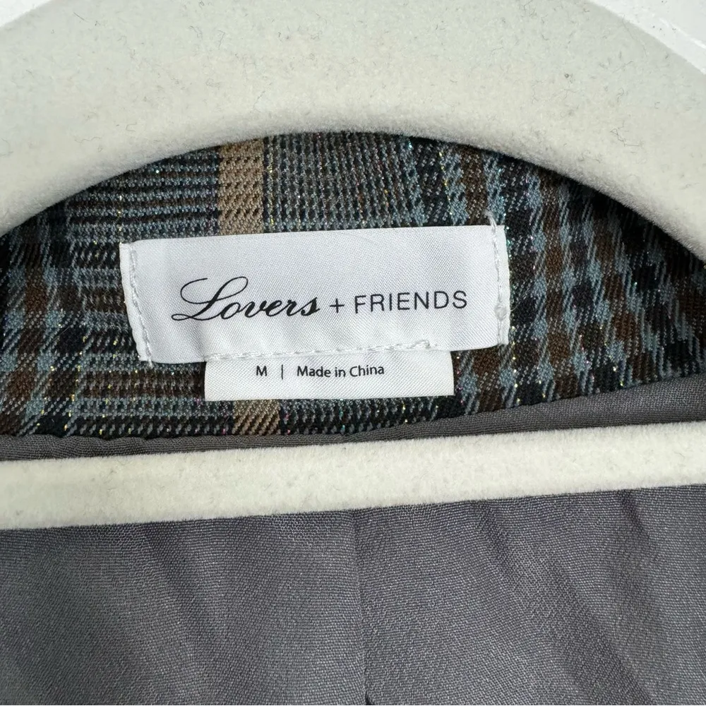 Lovers + Friends Kim Plaid Blazer in Multi Gray Sparkle Metallic Size Medium - Image 3