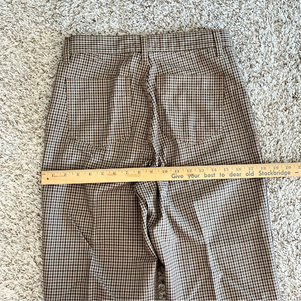 Uniqlo  Women’s Trouser Pants Brown Plaid Sz 6 Mid Rise Straight Leg Cotton Blend - Image 7