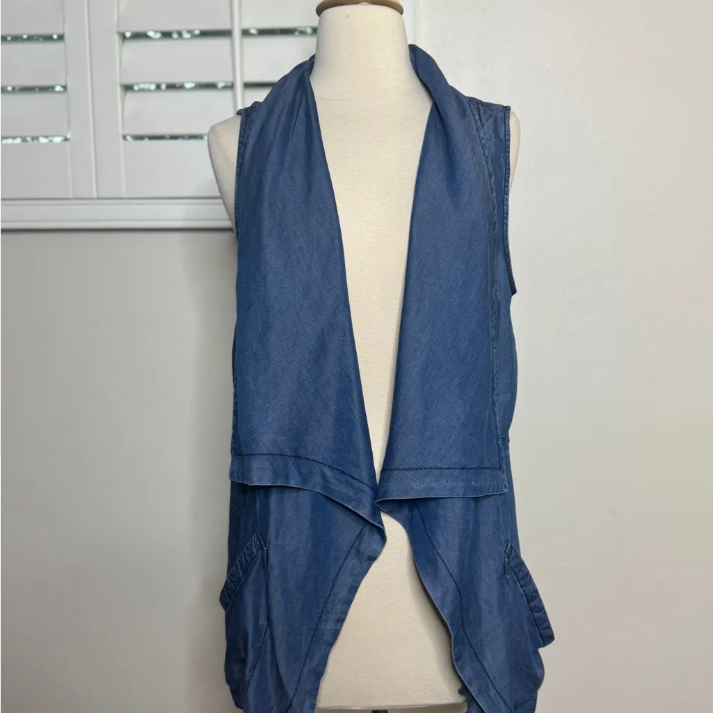 1250*C Sleeveless Waterfall Front Vest Blue Size M - Image 5