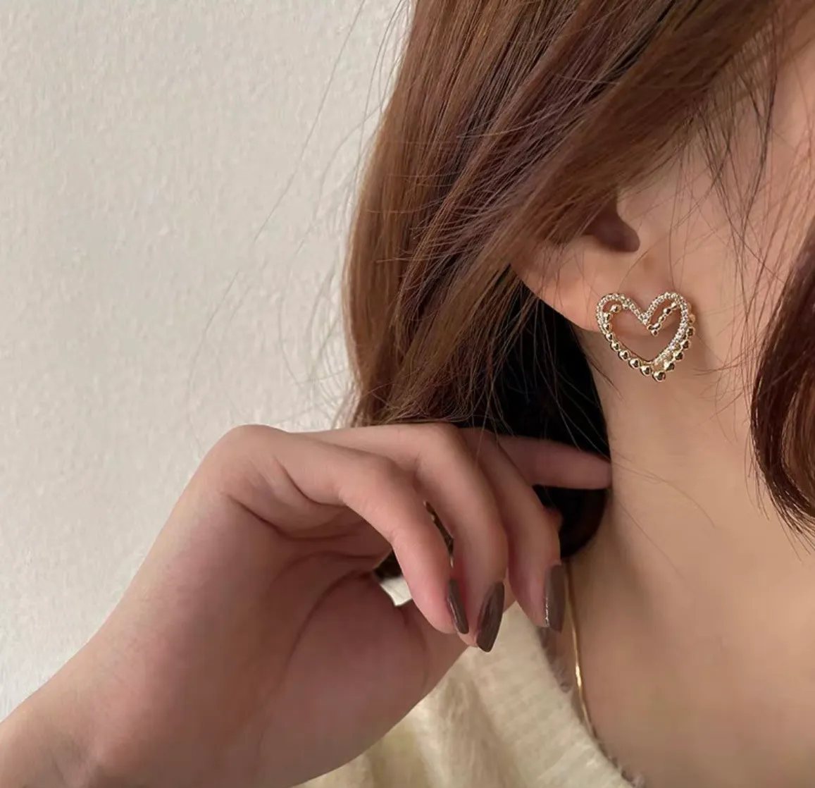 Gold Plated Heart Earrings - Image 2