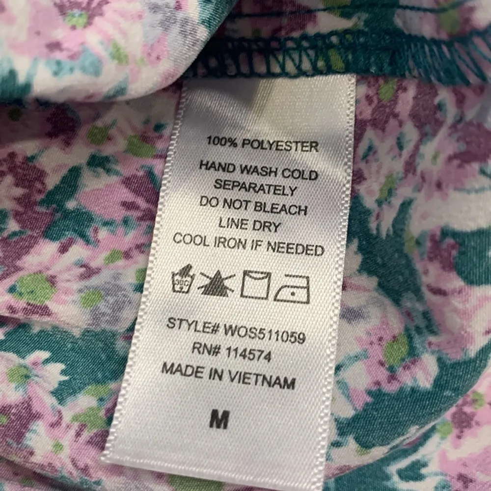 floral smocked puff sleeve peplum top M - Image 8