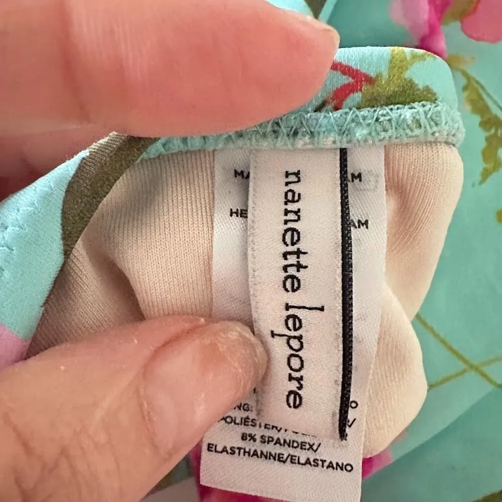 Nanette Lepore One Piece Womens 12 Swimsuit Swim Beach Resort Cruise Floral Blue - Image 7