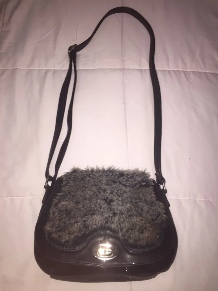 Faux Fur Black Crossbody Purse - Image 2