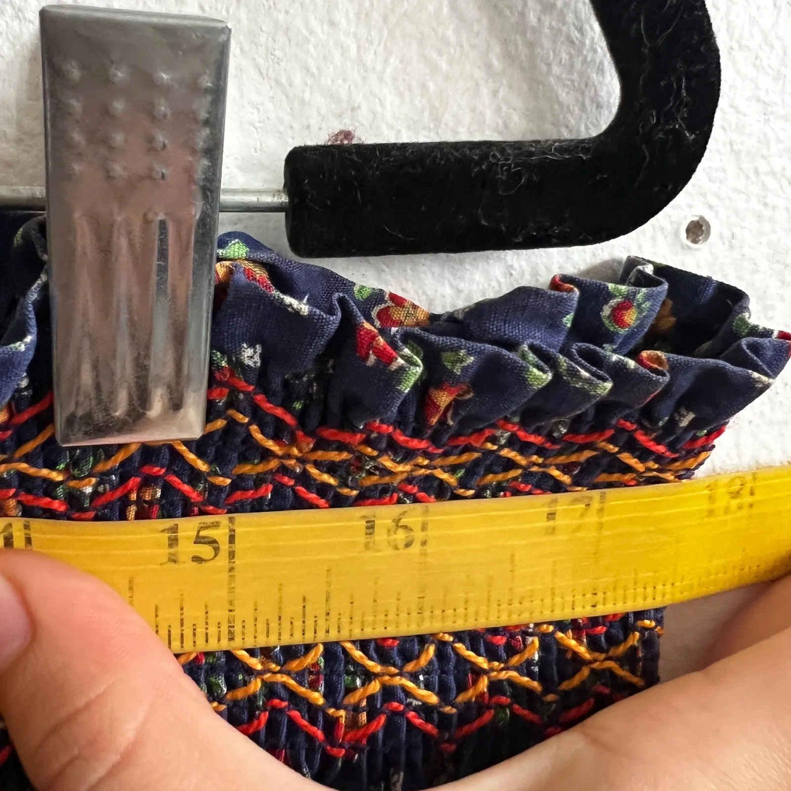 Blue Floral Smocked Waist Maxi Skirt Boho Cottagecore‎ Flowy Fairycore XL - Image 3