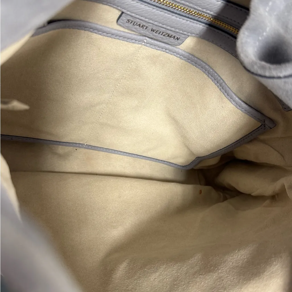 Stuart Weitzman Laela Shoulder Crossbody Handbag Suede Light Blue - Image 11