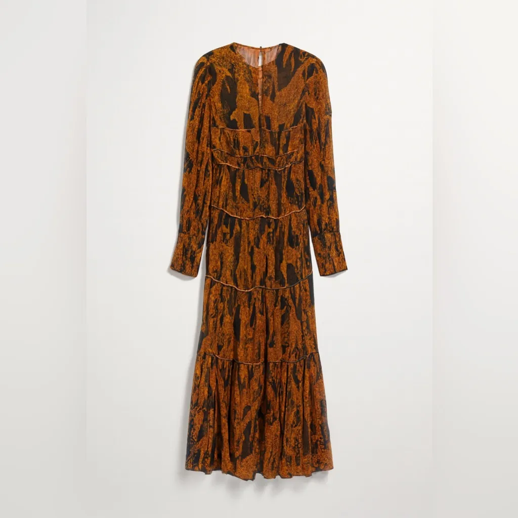 FARM Rio Vibrant Orange and Black Long Sleeve Dress - Image 4