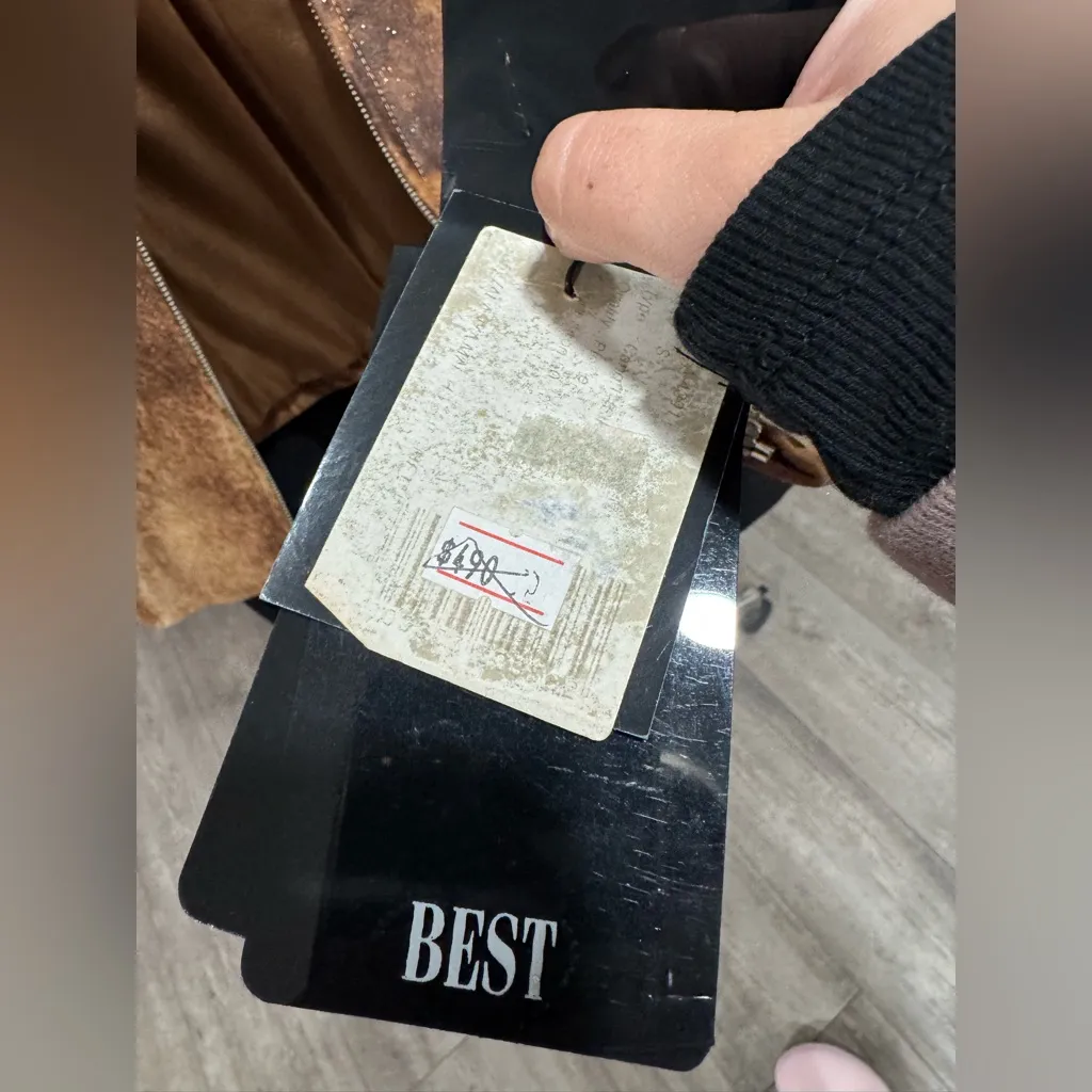 Vintage Tan Leather Women's Jacket Size M - Image 6