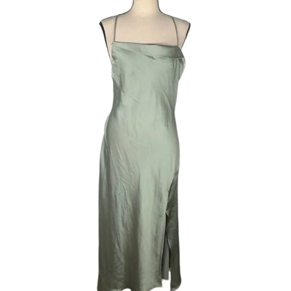 The Label Cowl Slip Midi Dress Green Women's NWT - Image 4
