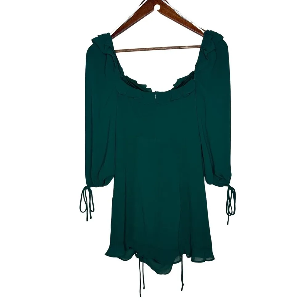 NWT Lulus It Happened in Dublin Forest Green Ruched‎ Lace-up mini dress Sz XS - Image 8