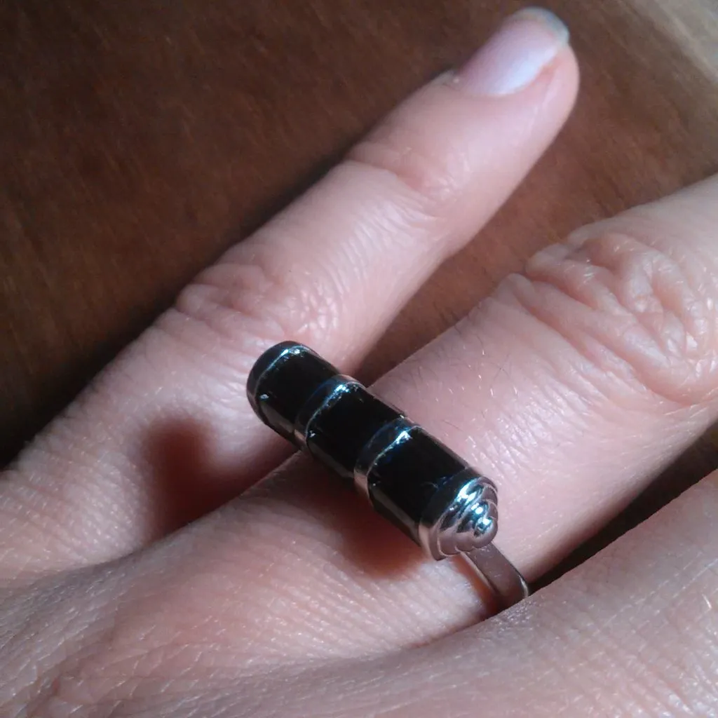 Simulated Black Diamond Fancy Brass Ring (Size 7) - Image 3