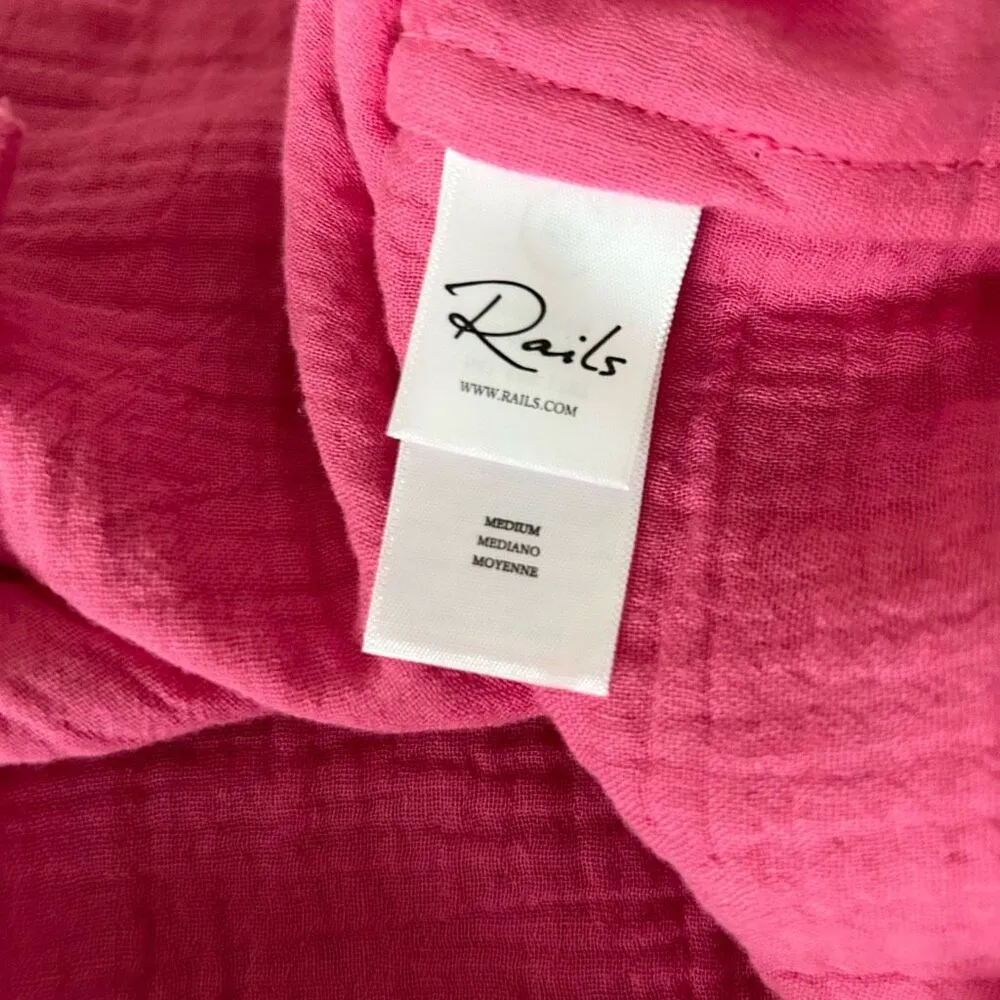 Rails Ellis Shirt Hibiscus 100% Organic Cotton Gauze Classic Chic Size Medium - Image 4