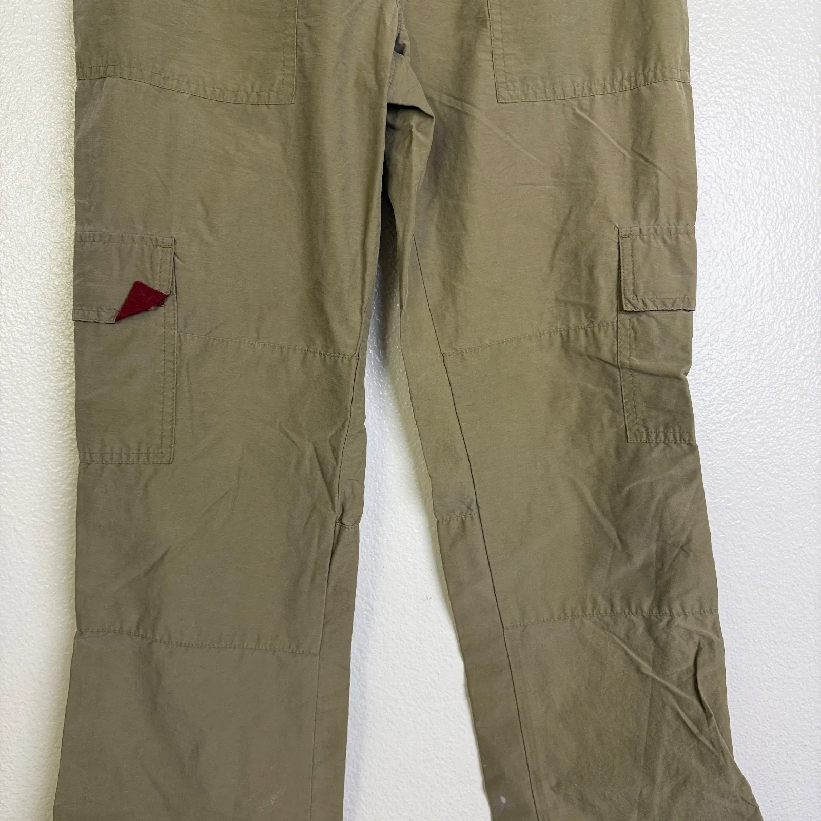 Vtg Abercrombie & Fitch Cargo Pants Womens 4 Khaki Red Parachute Bootcut Y2K - Image 4