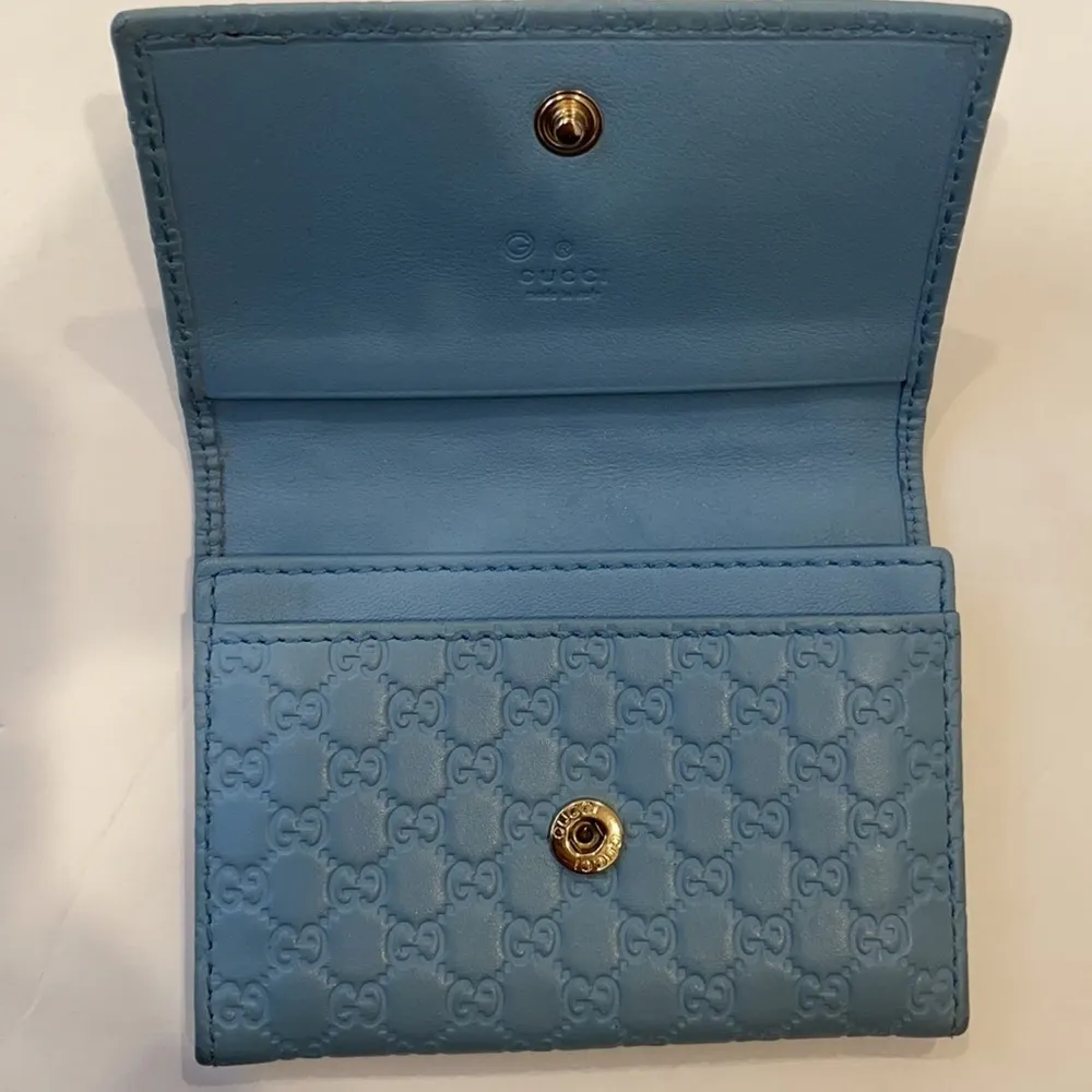 Gucci Light blue leather Micro guccisimma card wallet - Image 4
