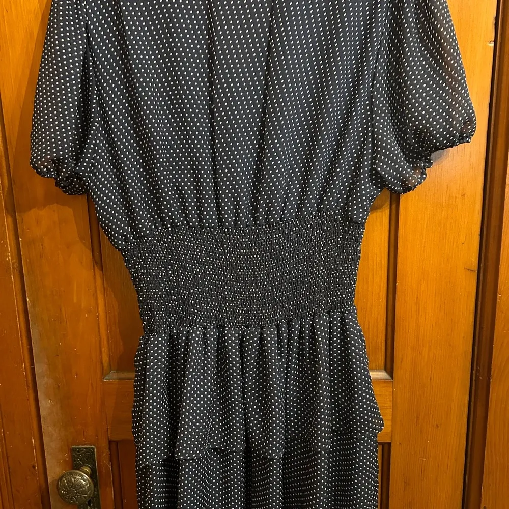 BloomChic Tiered Blue/White Polka Dot Dress, Peephole, Tie, shirred waist - Image 8