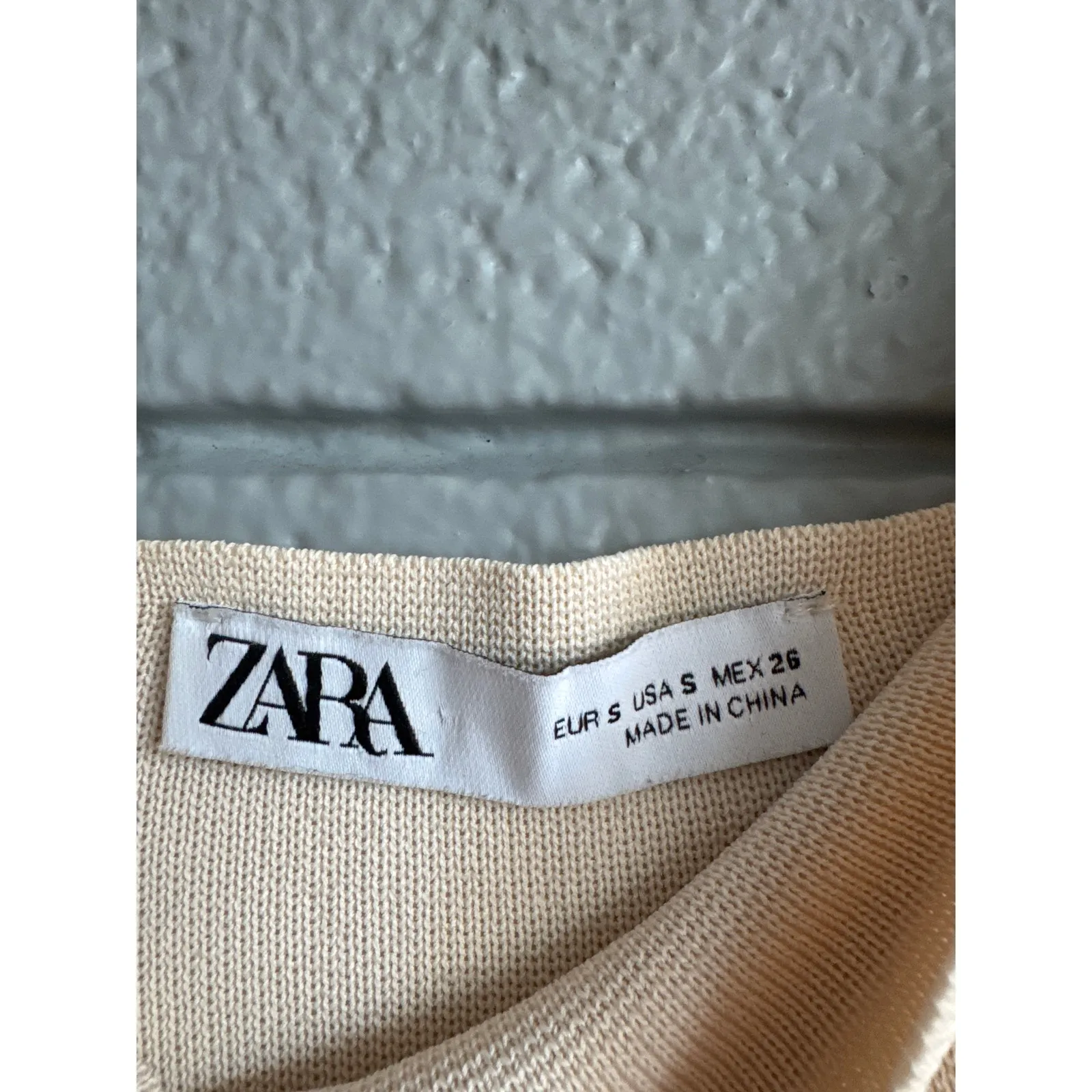 Women's Zara Combination Knit Bubble Hem Mini Dress size S in Cream Coquette - Image 5