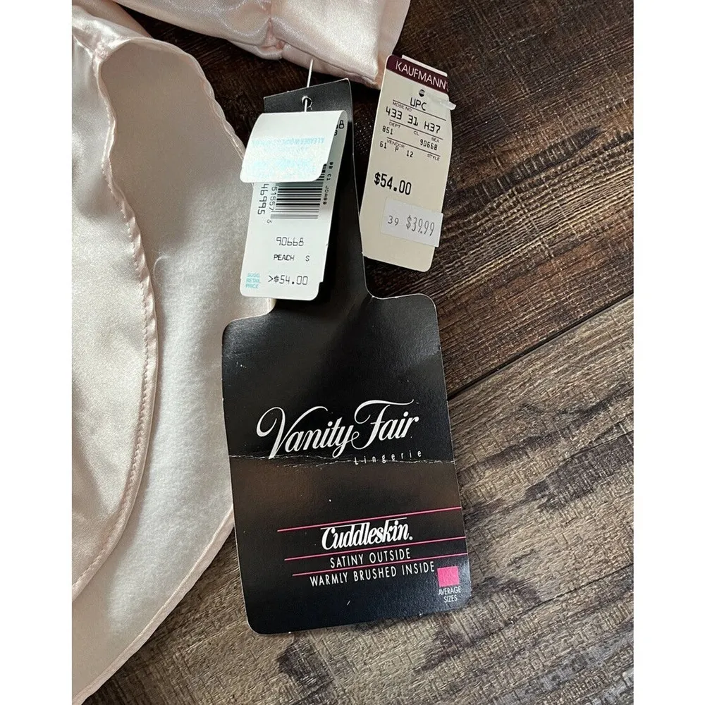 NWT Vtg Vanity Fair Cuddleskin 2 piece Peach Nightgown Sz Small Bib Front Pajama - Image 5