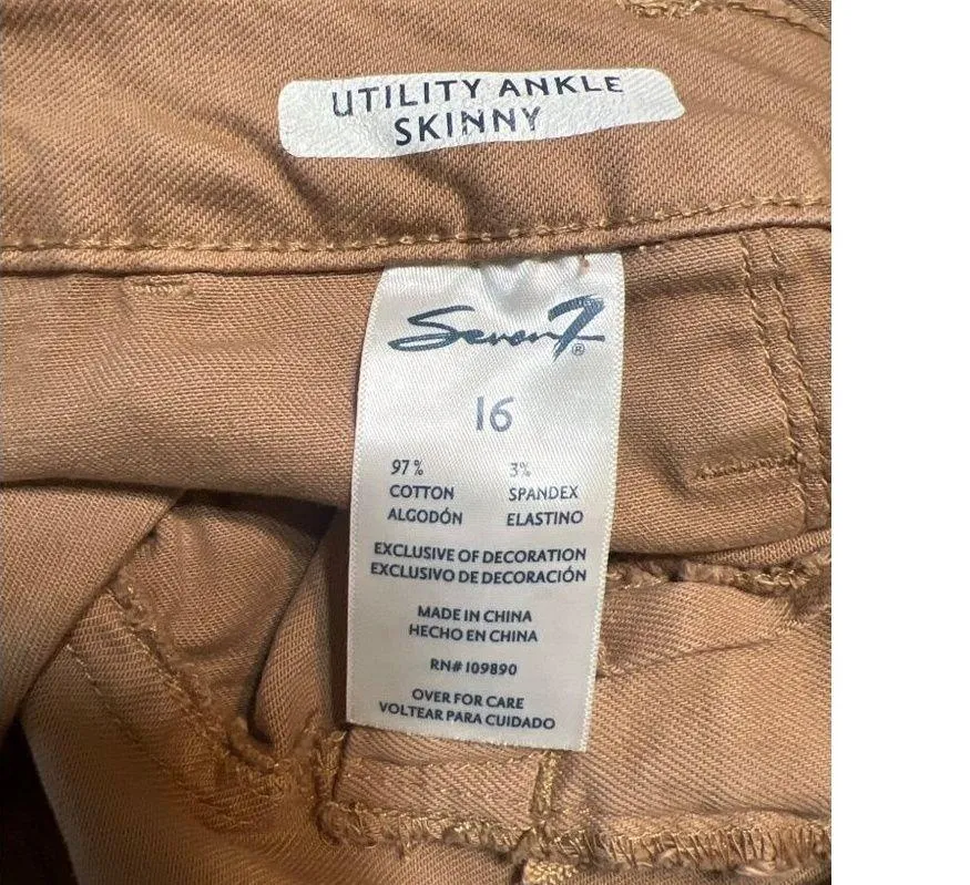 Seven7 Seven 7 Utility Ankle Skinny Jeans Pants Size 16 Khaki Tan - Image 5