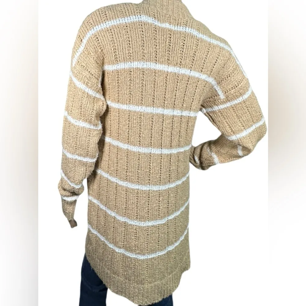 HIPPIE ROSE Striped Open-Front Long Cardigan - Image 3