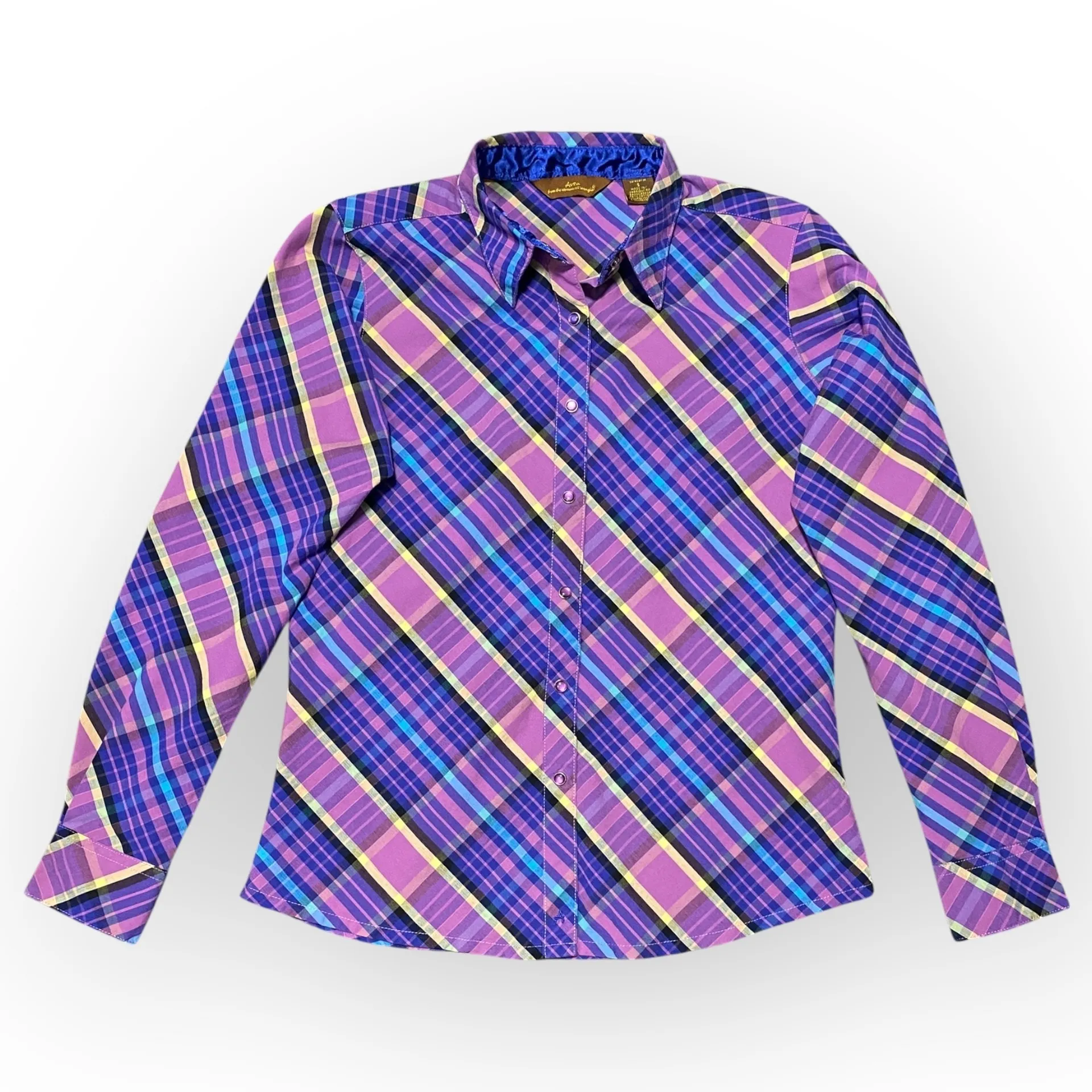Wrangler Aura Women’s Button-Down Western Shirt Size Small Vibrant Purple Plaid - Image 2