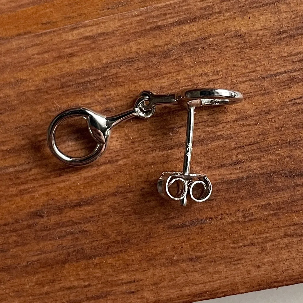Genuine Sterling Silver Snaffle Bit Stud Earrings - Image 4