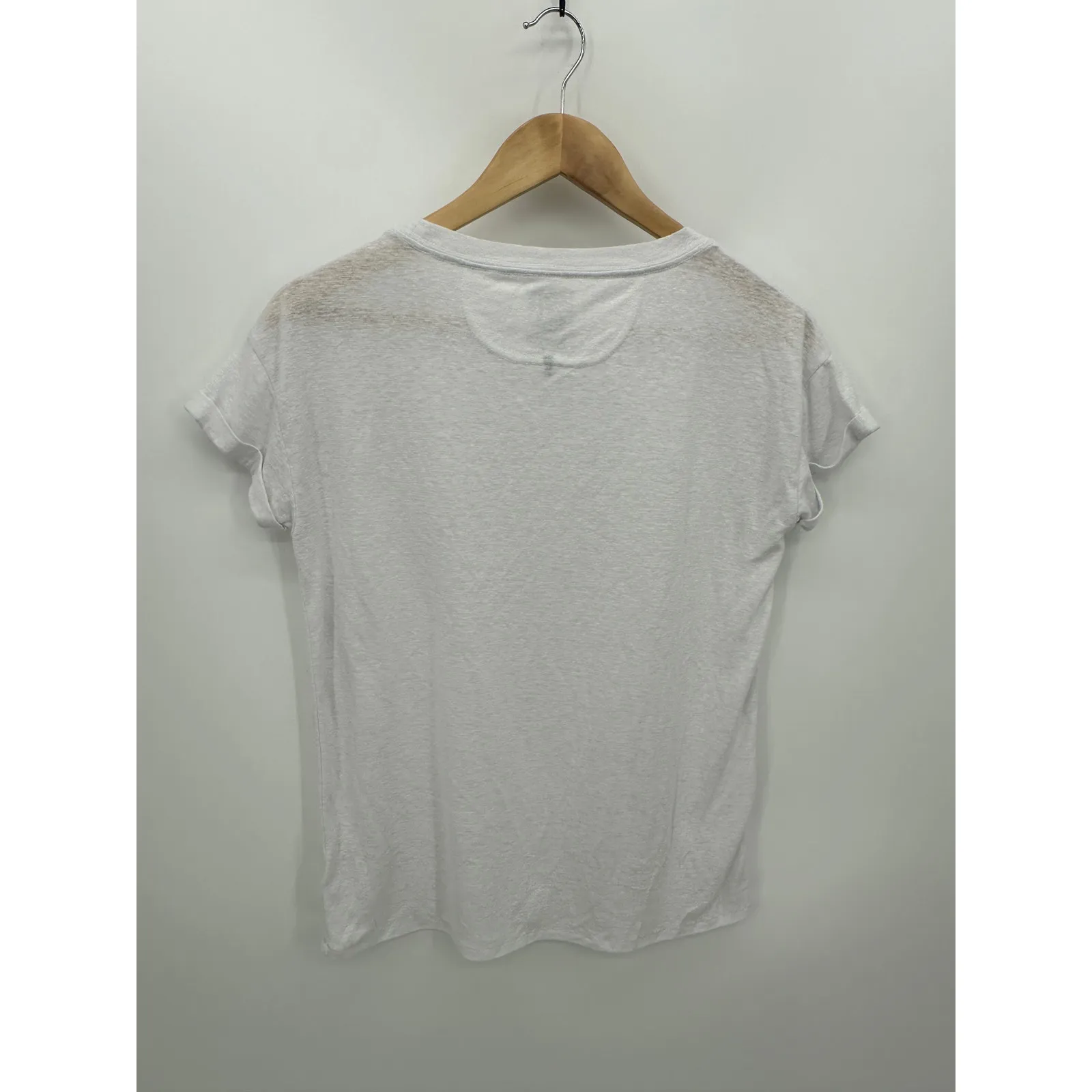 Prana Hemp Blend Burn Out Tee Women Small White Cap Sleeve Lightweight Casual - Image 2