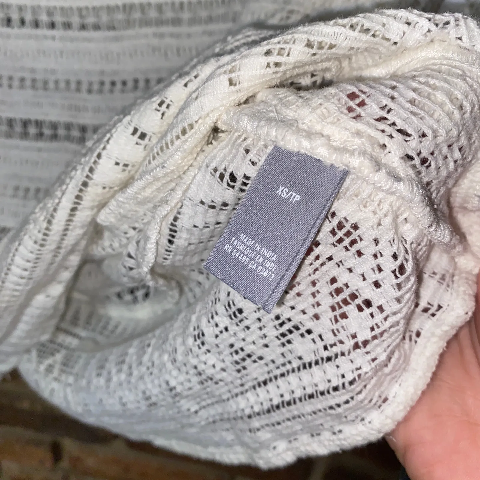 Aerie White Crochet Lace Fringed Knit Short Sleeve Blouse Women's Size XS - Image 5