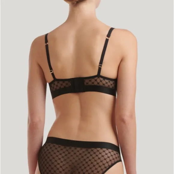 Wolford Sheer Logo Triangle Bra Size L Black Size L - Image 2
