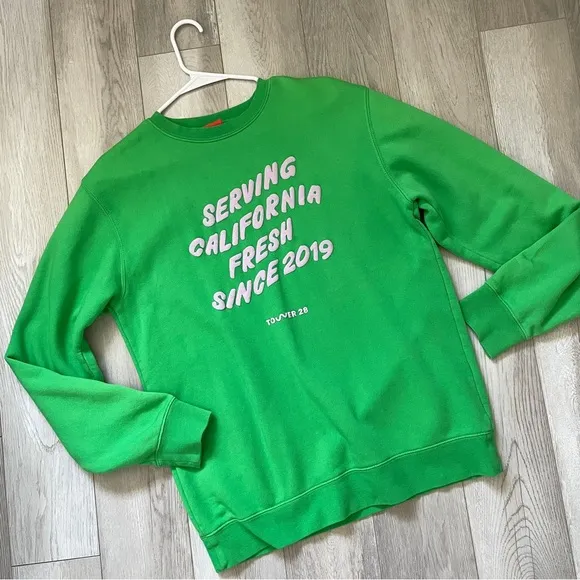 Tower 28 Beauty Serving California Since 2019 Crewneck Sweater Green (Medium) - Image 1
