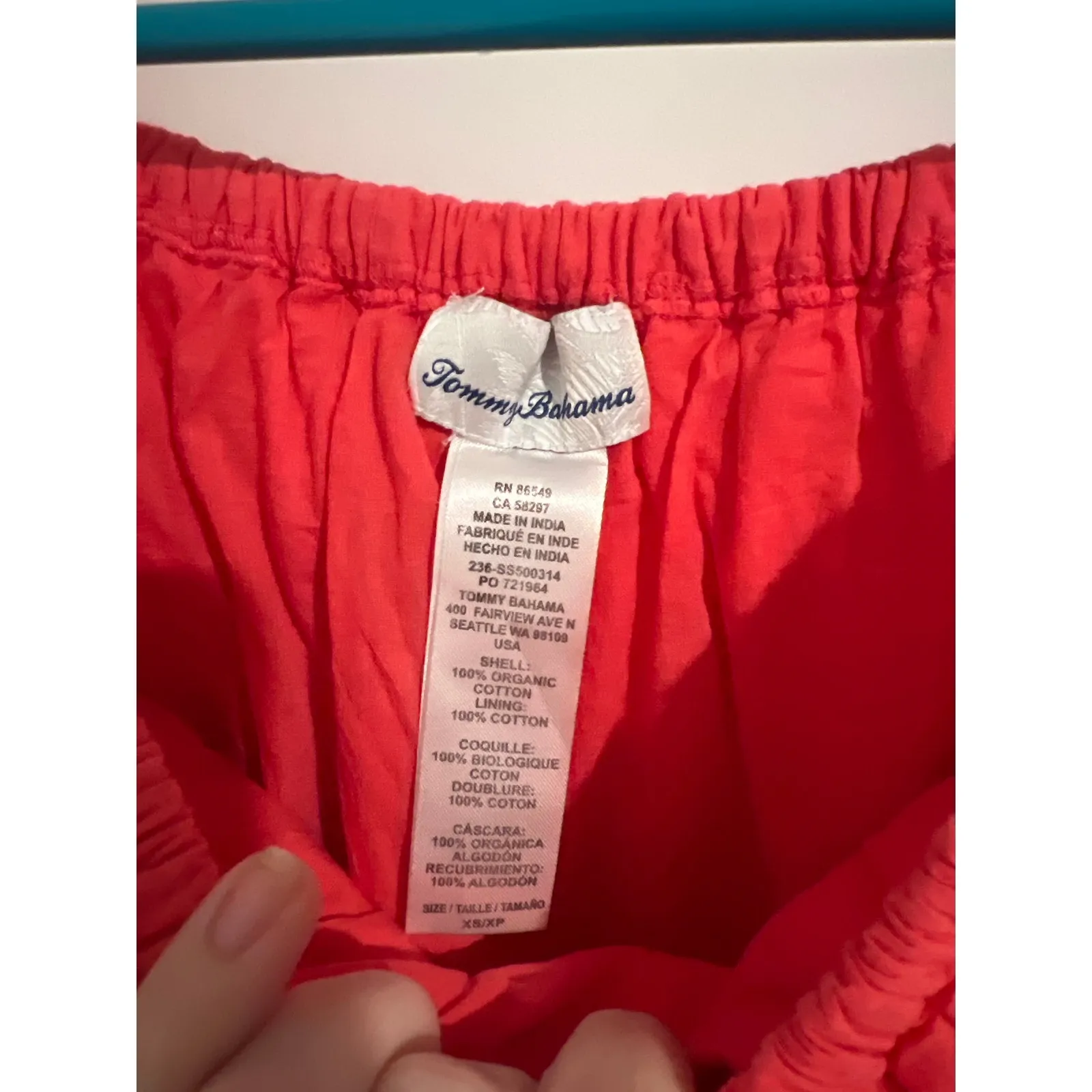 Tommy Bahama Off-the-Shoulder Embroidered Dress – Size XS – Bright Coral - Image 3