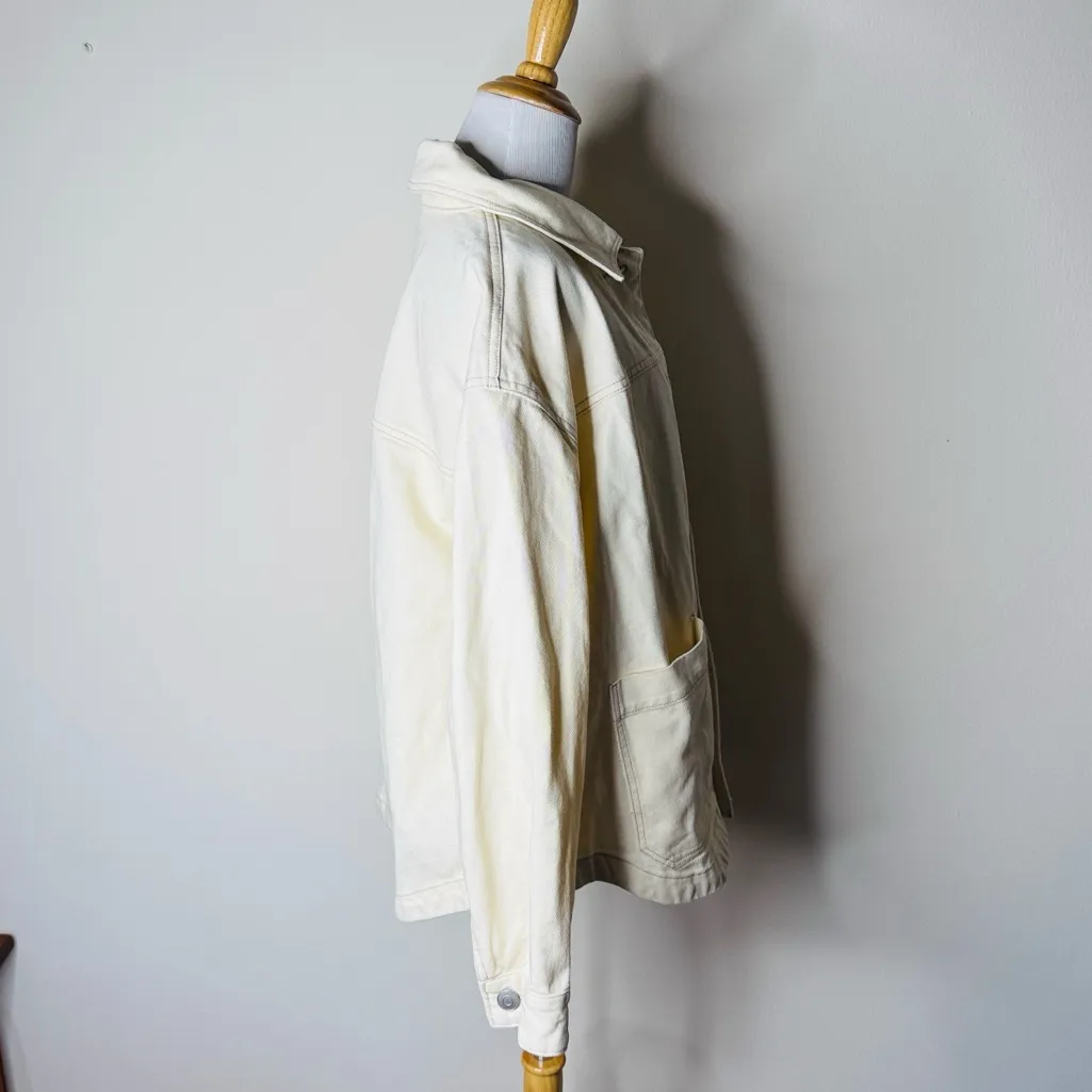 Future Collective Cream Oversized Denim Jacket Size M - Image 6