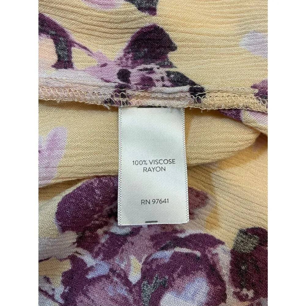 J Jill Floral Bell Sleeves Tunic Top Womens S Pintuck Pleat Gauze Side Slits - Image 11