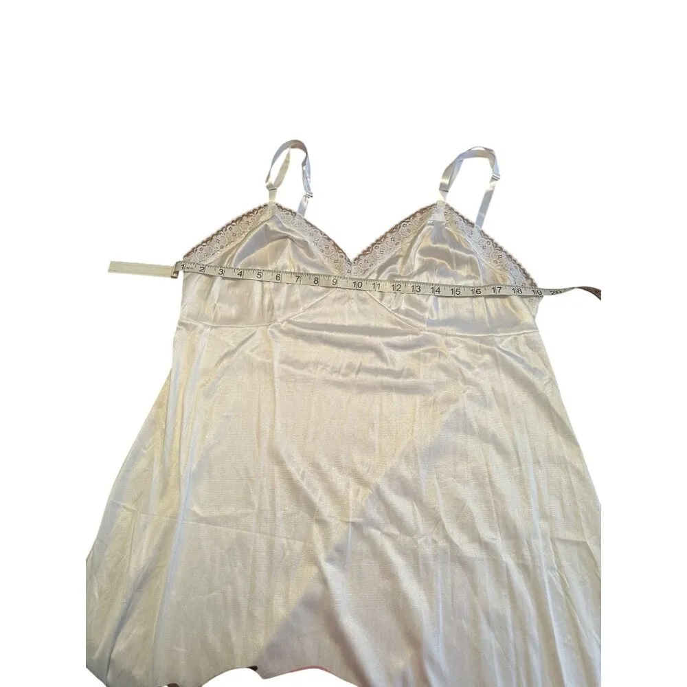 Vintage Sheer White Lace Trim Slip Night Dress Adjustable Straps Babydoll L/XL Size undefined - Image 7
