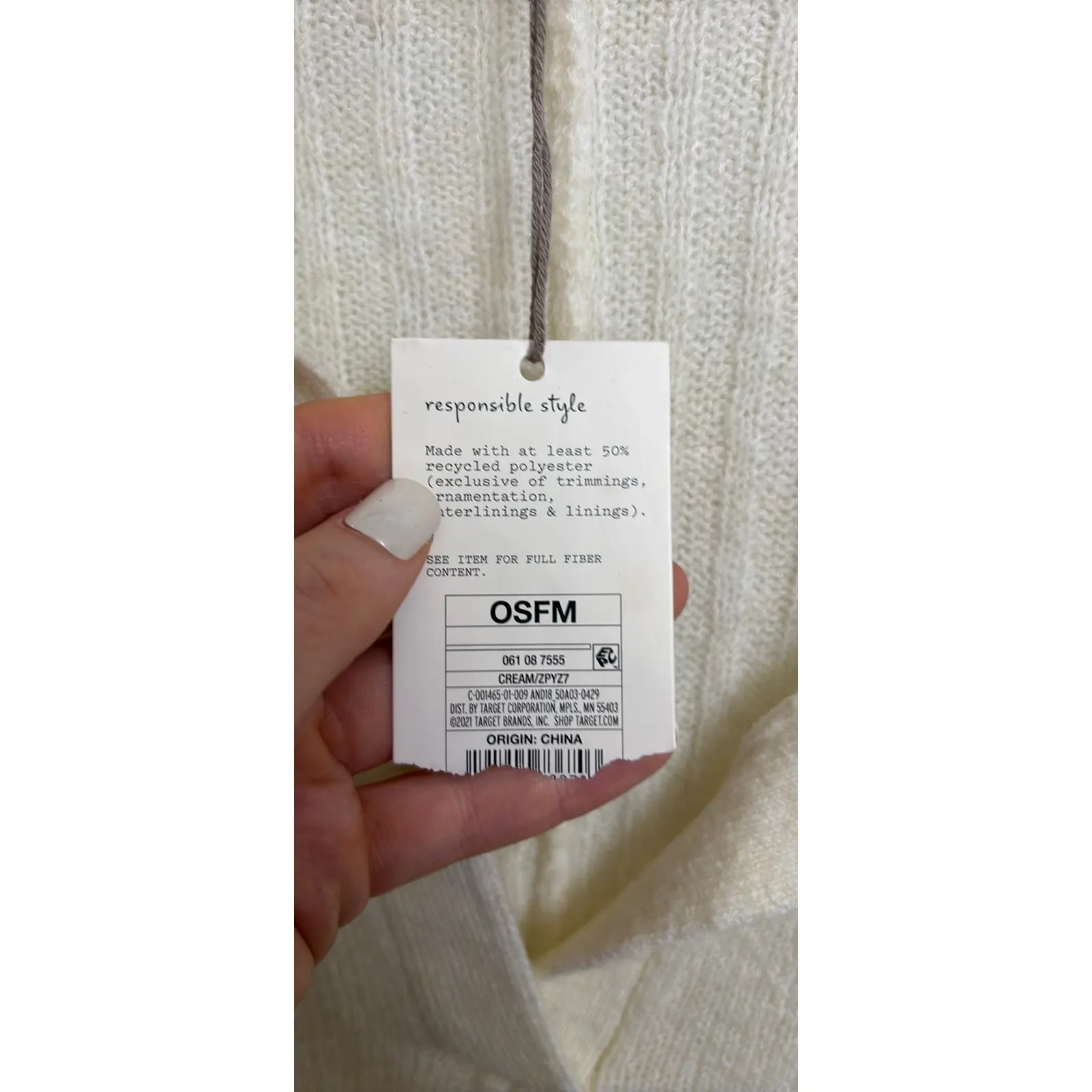 A New Day Sweater Womens OS Poncho Oversized Dolman Collar Pullover Cream NWT - Image 5