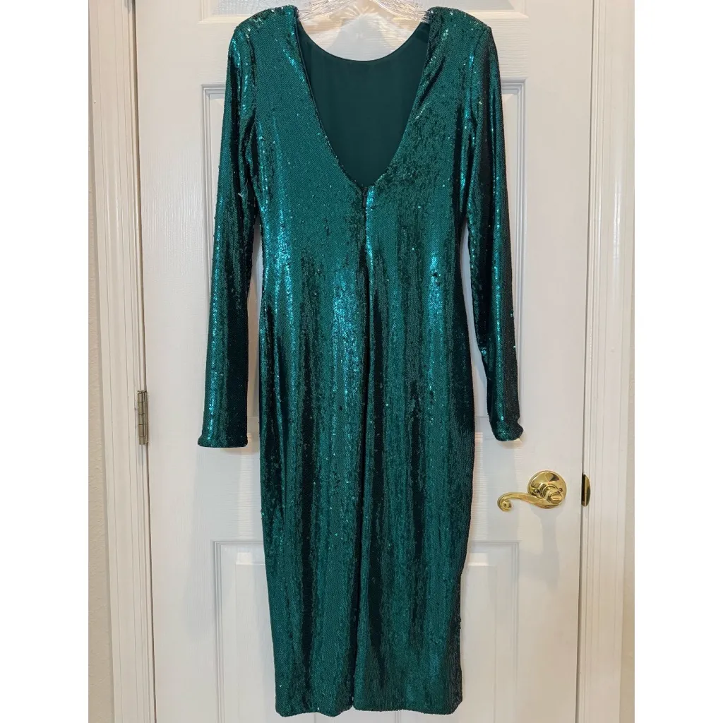 Dress The Population Natalie Sequin Dress Green Size Large NWT - Image 5